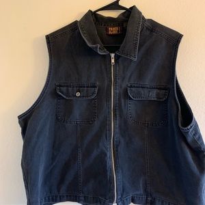 Oversized black vest jean jacket